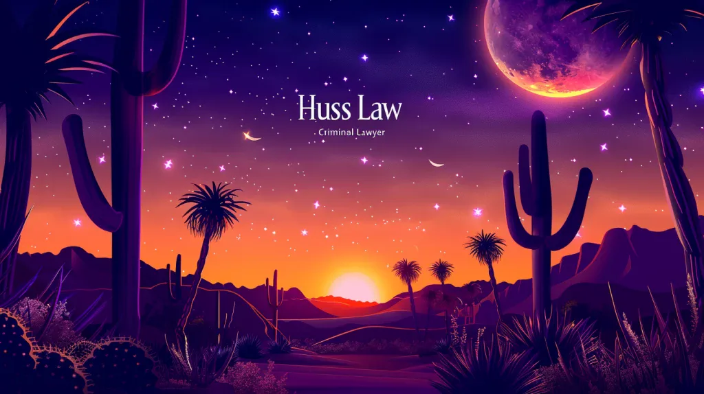 Huss Law the Best Tempe Criminal Damage Defense Lawyer lit up in desert sky